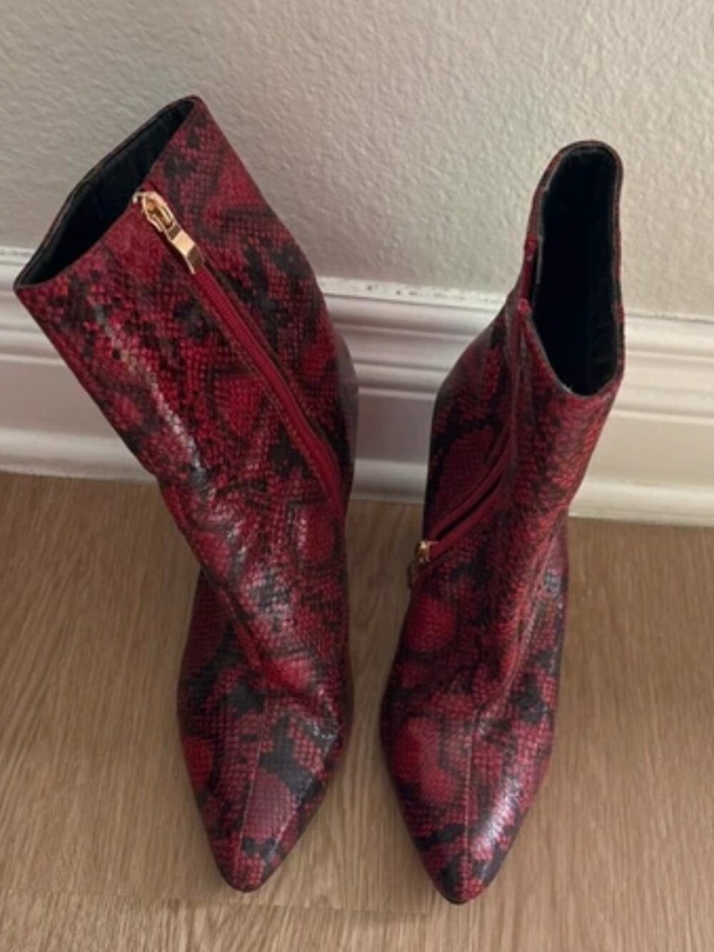 Red faux Snakeskin boots